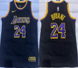 Youth Nike Los Angeless Lakers #24 Kobe Bryant black gold throwback basketball Jersey-XD