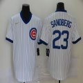 Nike Chicago Cubs #23 Ryne Sandberg white blue stripes throwback MLB baseball Jersey-BD