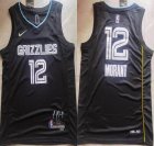 Nike Memphis Grizzlies 12 Ja Morant black MVP nba basketball jerseys 75TH -XD