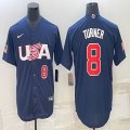 2023 World Cup #8 Trea Turner blue USA majestic baseball jerseys 01