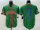 2023 World Cup Mexico #7 Julio Urias green red majestic baseball jerseys 50