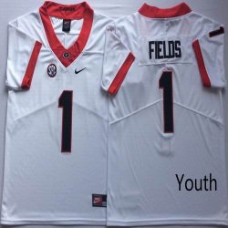 Youth Georgia Bulldogs #1 Justin Fields white College Football Color Rush Limited Jersey