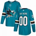 Custom Adidas San Jose Sharks green hockey jersey