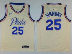 Nike Philadelphia 76ers #25 Ben Simmons Cream NBA Jersey - Milwaukee Bucks City Edition