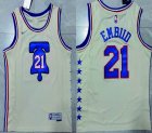 Nike Philadelphia 76ers 21# Joel Embiid beige red basketball Jersey-XD