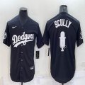 Los Angeles Dodgers Scully black throwback baseball jersey-BD