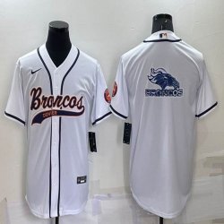 Nike Denver Broncos blank white baseball jerseys Joint name-BD 01