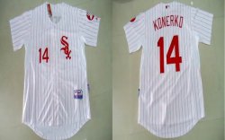 Chicago White Sox #14 Paul Konerko White MLB Jerseys(Red Strip)