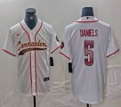 Washington Commanders #5 Jayden Daniels white baseball jersey Joint Name