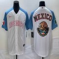 2023 World Cup Mexico blank white skyblue majestic baseball jerseys 20