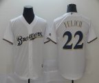 Milwaukee Brewers #22 Christian Yelich white majestic baseball jersey