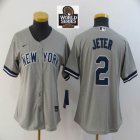 Women Nike New York Yankees 2# Derek Jete gray majestic baseball jerseys