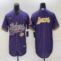 Nike Los Angeless Lakers blank purple baseball jerseys Joint name-BD 05