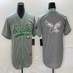 Nike Eagles blank grey baseball jerseys Joint name-BD 01