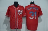 washington nationals 31 Max Scherzer red usa flag mlb jersey