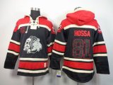 Chicago Blackhawks #81 Marian Hossa black Red NHL Hooded Sweatshirt