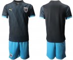 2020 European Cup Austria team black skyblue soccer jersey away