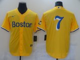 Nike Boston Red Sox #7 Yellow majestic baseball jerseys-BD