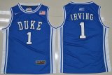 Duke Blue Devils Kyrie Irving 1 Round Neck College Basketball Throwback Jersey - Blue