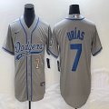 Nike Los Angeles Dodgers #7 Julio Urias gray majestic baseball Jerseys Joint name -BD 02