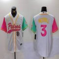 Nike San Diego Padres #3 Jackson Merrill white pink green MLB Baseball jerseys Joint Name 02