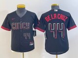 Youth Nike Cincinnati Reds Elly De La Cruz black majestic baseball jerseys Joint name-BD 03