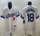 Nike Los Angeles Dodgers #18 Yoshinobu Yamamoto white game majestic baseball jerseys 01