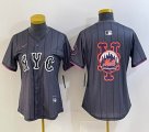 Women Nike New York Mets blank gray majestic majestic baseball jerseys city version 04