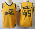 Youth Nike Utah Jazz #45 Donovan Mitchell yellow nba Jersey