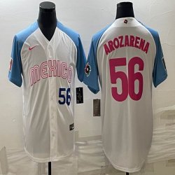 2023 World Cup Mexico #56 Randy Arozarena white skyblue majestic baseball jerseys 05