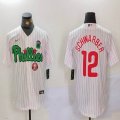 Nike Philadelphia Phillies #12 Kyle Schwarber white majestic baseball jerseys Joint name-BD 01