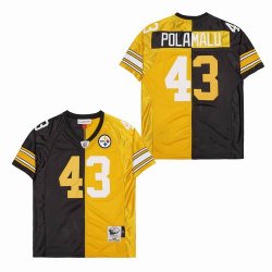 Pittsburgh Steelers #43 Troy Polamalu throwback Black yellow splits NFL Jerseys