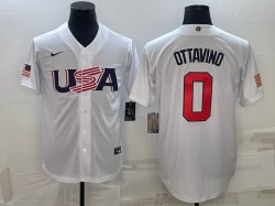 2023 World Cup #0 Adam Ottavino white USA majestic baseball jerseys 07