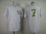 Yankees Mickey Mantle 7# MLB Throwback white stripe camo Jerseys