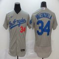 Nike Los Angeles Dodgers 34 Fernando Valenzuela gray Flexbase Authentic Collection Jersey