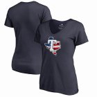 Women's Texas Rangers Fanatics Branded Navy 2018 Memorial Day Banner State Plus Size V-Neck T-Shirt