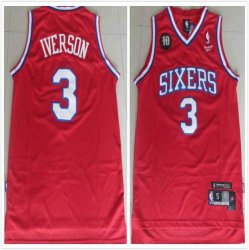 Philadelphia 76ers 3# Allen Iverson red nba jersey 10th patch