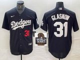 New Los Angeles Dodgers #31 Tyler Glasnow black majestic baseball jerseys 03