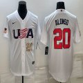 2023 World Cup #20 Pete Alonso white USA majestic baseball jerseys 03