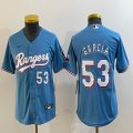 Youth Nike Texas Rangers #53 Adolis Garcia skyblue majestic baseball jerseys-BD 01