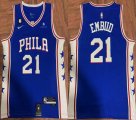 Nike Philadelphia 76ers #21 Joel Embiid blue basketball Jerseys 6 patch