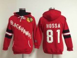 women Chicago Blackhawks #81 Marian Hossa Red Ice hockey Hooded Sweatshirt