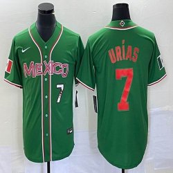 2023 World Cup Mexico #7 Julio Urias green majestic baseball jerseys 235