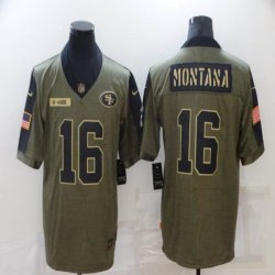 Nike 49ers #16 Joe Montana Green 2021 Salute to Service Limited Jersey