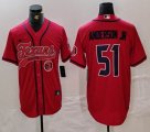 Houston Texans #51 Will Anderson Jr. red baseball jersey Joint Name