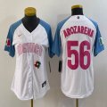 Women 2023 World Cup Mexico #56 Randy Arozarena white skyblue majestic baseball jerseys 23