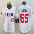 Youth 2023 World Cup #65 Nestor Cortes white USA majestic baseball jerseys