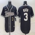 Nike New York Yankees #3 Babe Ruth black majestic baseball Jersey Joint name 01