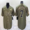 Nike Atlanta Braves #7 Dansby Swanson green Salute to Service Limited Jersey