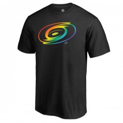 Men\'s Carolina Hurricanes Fanatics Branded Black Rainbow Pride T-Shirt